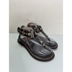 Jeffrey Campbell Leif Thong Flat Sandals Brown Leather Woman’s Size 6/37